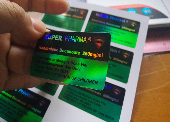 Niestandardowy hologram 10 ml szklane etykiety fiolek / etykiety apteczne Super Pharma Deisgn