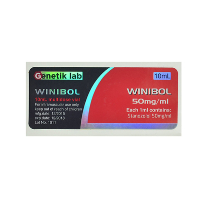 Etykieta na butelkę z tabletkami doustnymi Genetik Lab Winibol 50mg