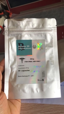 Niestandardowa prywatna etykieta fiolki Anavar Aluminium ZipLock Pocket Z Hologramem Nalepki