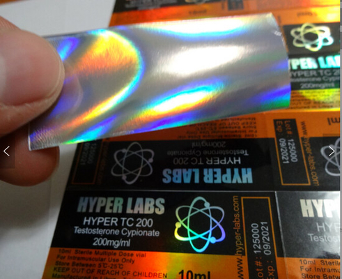 Hologram Efekt laserowy Testos e 250 Wstrzykiwacz Steroid 10 ml Etykiety fiolki