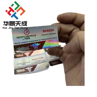 Niestandardowy producent etykiet holograficznych dla fiol Tren E 10 ml