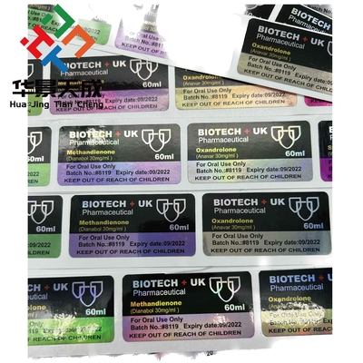 Etykiety na fiolkach zawierających metrybolon-5-metyltrienolone oleju sterydowego 5 mg z papieru/ PET/ PVC