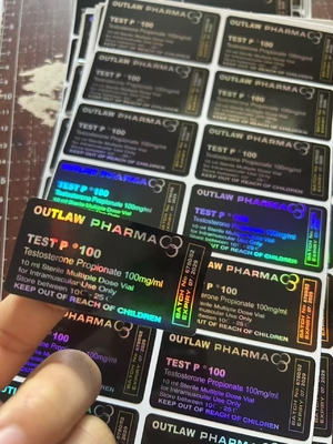 Testo Propionate 100mg Hologram Laser 10ml Etykiety fiolki, Glossy Finish Etykieta fiolki wielokrotnej dawki
