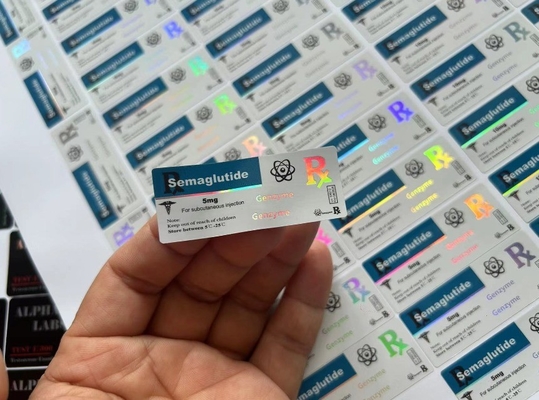 Tirzepatyd 60 mg 2 ml Etykiety na szklanych fiolkach z materiałem laserowym PET hologram