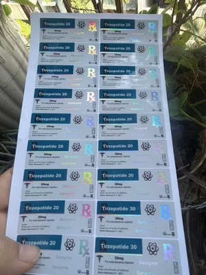 Etykiety na fiolki szklane z peptydem Tirze  Patide 40mg z niestandardowym projektem