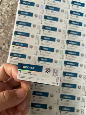 Etykiety na fiolki szklane AOD964 3ml z hologramem, materiał PET, efekt błyszczący laserowo