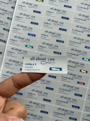 Etykiety fiolki GHK- CU 5MG z efektem błyszczącego lasera