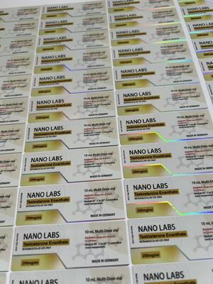 Test ENAN laser PET mateail 10ml vial labels 