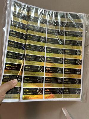 customized Test e 250mg laser PET 10ml glass vial labels