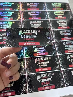 L-GLUTANIKE 5000mg 30 kapsułek etykiety na butelkę plastikową
