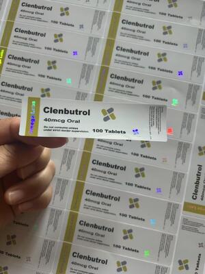 Clen 40mcg Doustne Leczenie Etykiety na butelkach Farmacja Etykieta z efektem laserowym