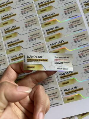 test e 250 mg laserowe etykiety na fiolkach ze szkła PET 10 ml