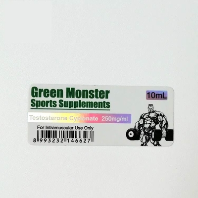 Etykiety z błyszczącym szklanym fiolką test Cypionate 250mg 10ML do fiolki do wstrzykiwań