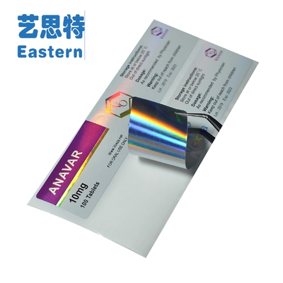 Butelki PET na pigułki 10 mg Hologram Błyszczące szklane etykiety na fiolki